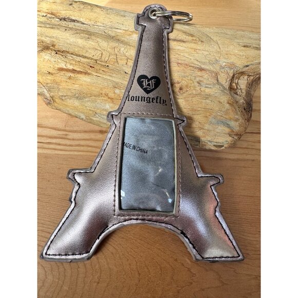 Loungefly Eiffel Tower Metallic Rose Gold Faux Leather Keychain Wallet With ID - Picture 2 of 4